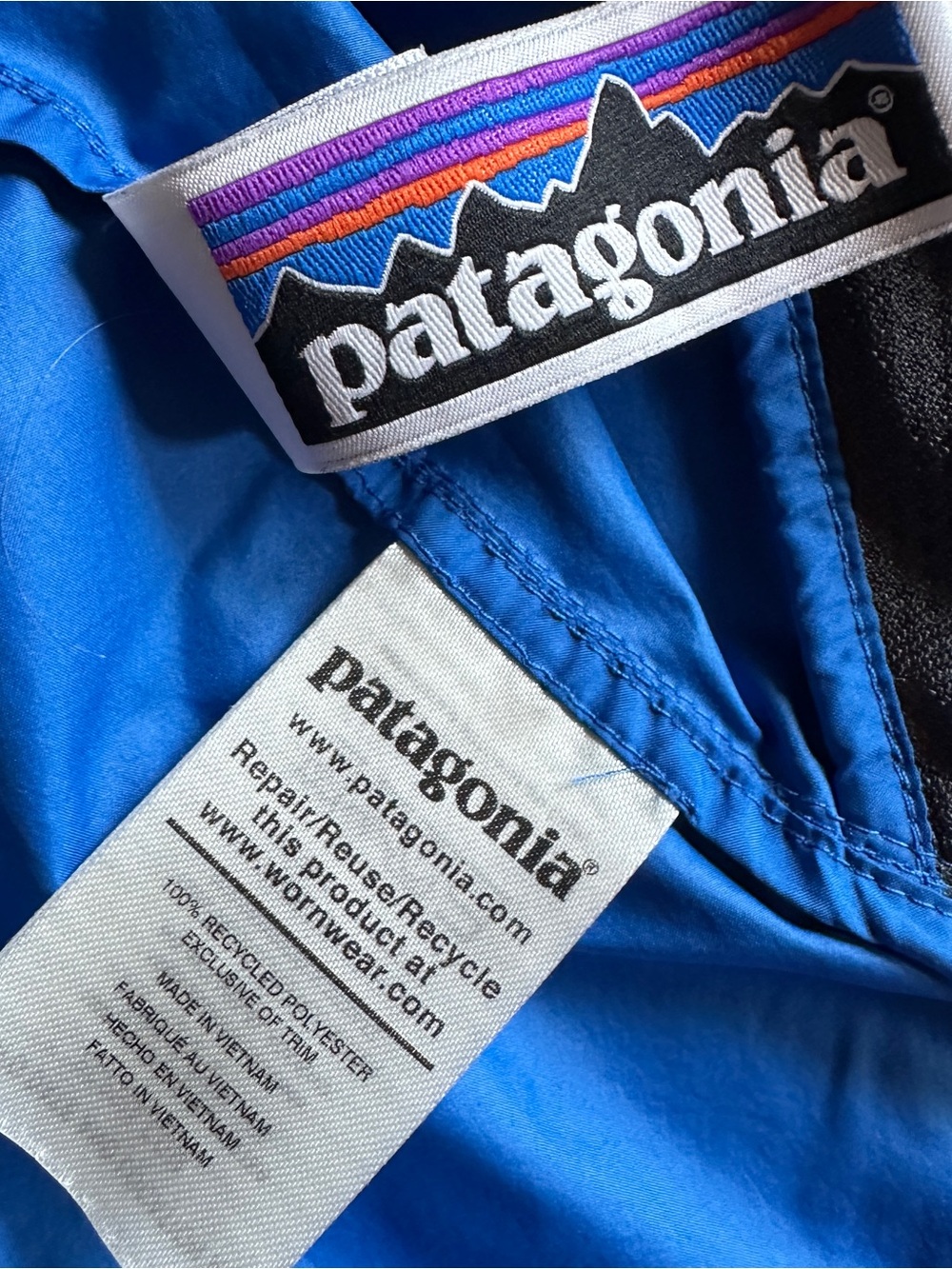 Patagonia blue jacket light wear jacket removable hood vguc 12/18 - Picture 13 of 13